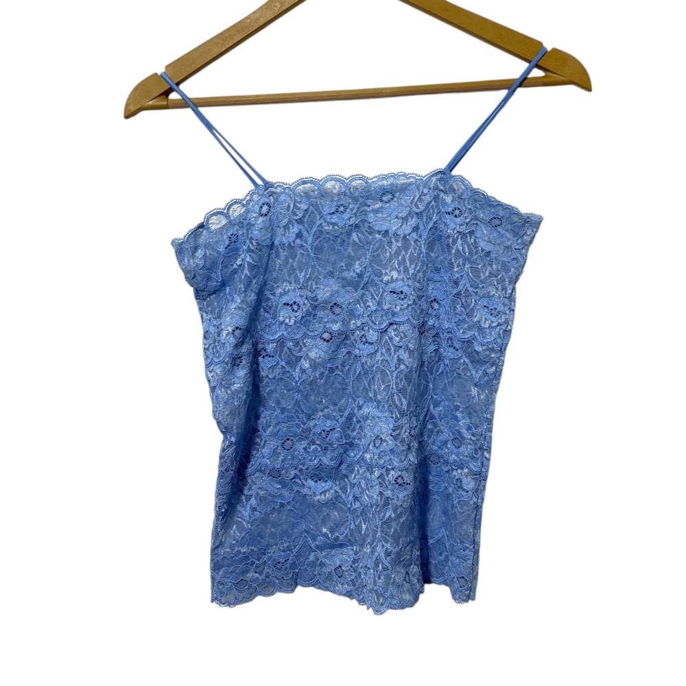 Light‎ Blue Y2K Lace Cami Top Sheer Party Club Travel Fairy Boho Hippie Punk